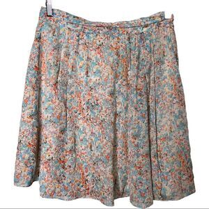 J Crew Soiree Skirt Size 4 Waterlily Floral Silk Lined A Line Flare Chiffon